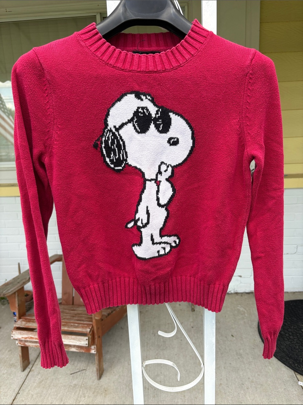 Peanuts Women's Bright Red Snoopy Crewneck Sweater